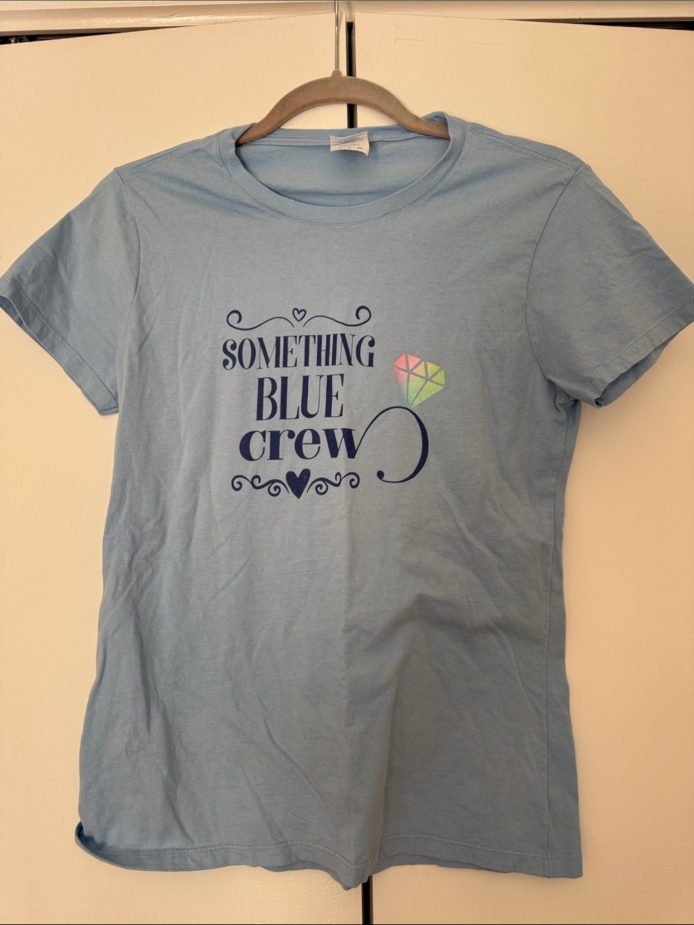 Bachelorette Light Blue "Something Blue Crew" Short Sleeve Tee